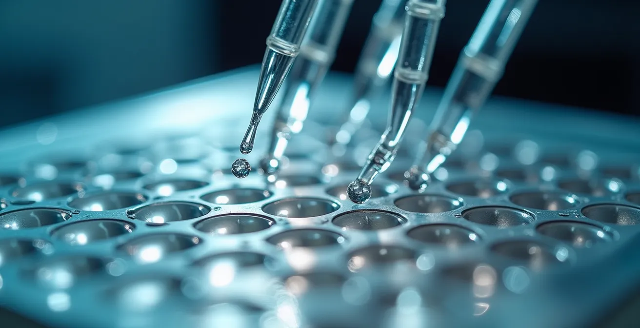 Makroaufnahme einer DNA-Sequenzierung im deutschen Forschungslabor