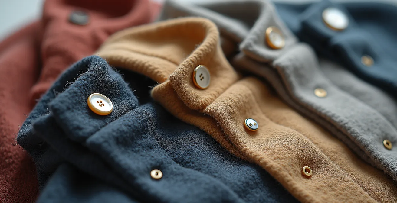 Detaillierte Qualitätsprüfung von Kleidungsstücken - Nahaufnahme hochwertiger Verarbeitung