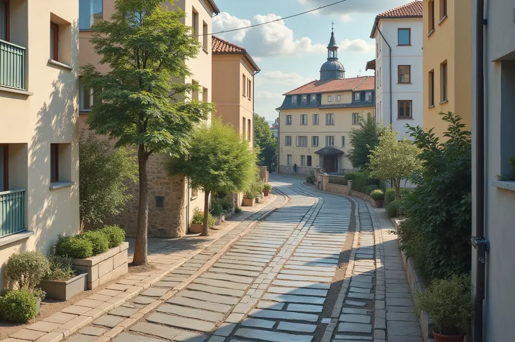 Hand hält Smartphone mit verschwommenen App-Icons, im Hintergrund natürliche Umgebung