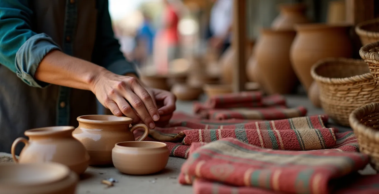 Kunsthandwerksmarkt mit lokalen Produkten und traditionellen Souvenirs