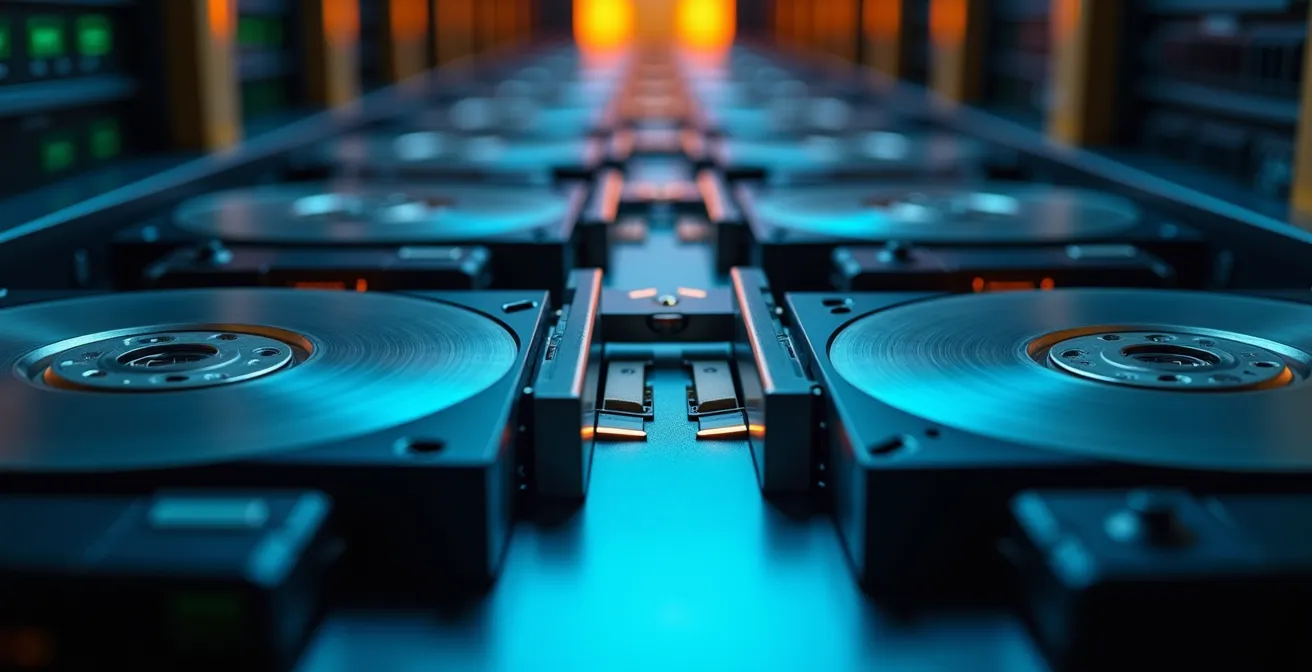 Moderne Backup-Infrastruktur mit redundanten Speichersystemen in einem gesicherten Rechenzentrum