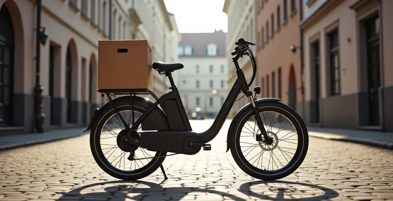 Cargo-Bike bei Lieferung in deutscher Innenstadt