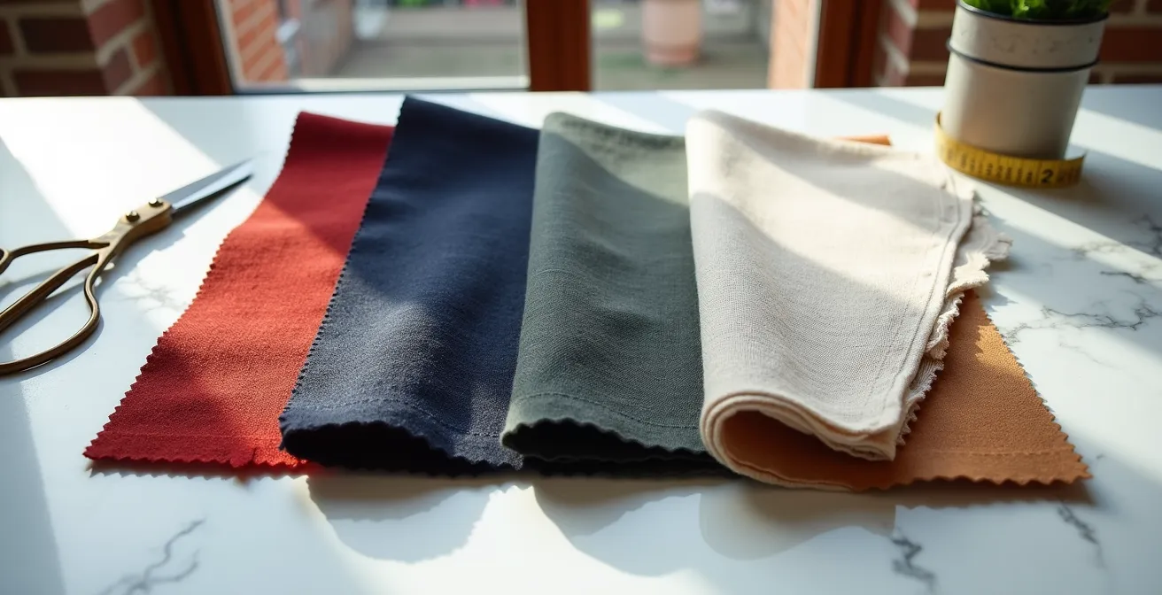 Farbpaletten-Auswahl für deutsche Büro- und Freizeitgarderobe mit neutralen und Akzentfarben