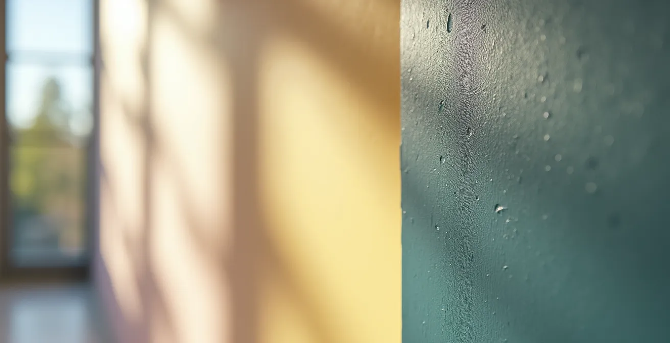 Vergleich verschiedener Wandfarben und deren Lichtreflexion in einem deutschen Wohnraum