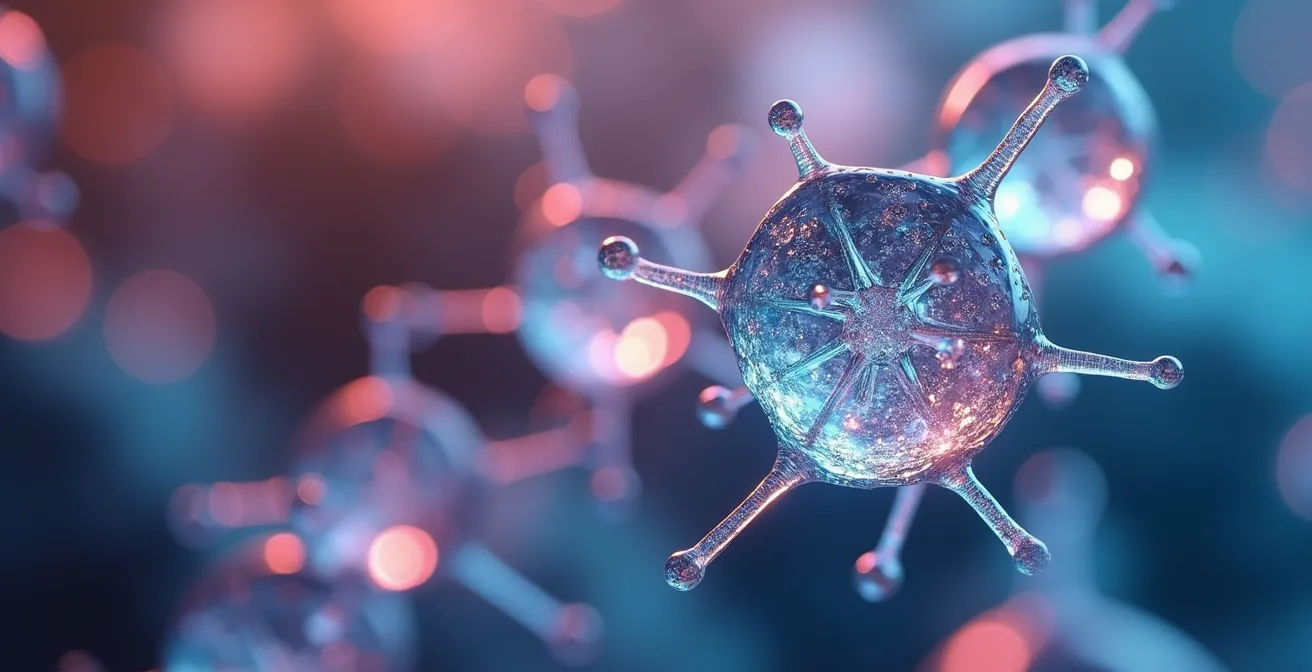 Makroaufnahme von Molekülstrukturen in der Quantensimulation