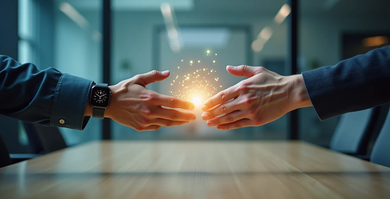 Junger Auszubildender und erfahrener Manager arbeiten respektvoll gemeinsam an digitalem Projekt